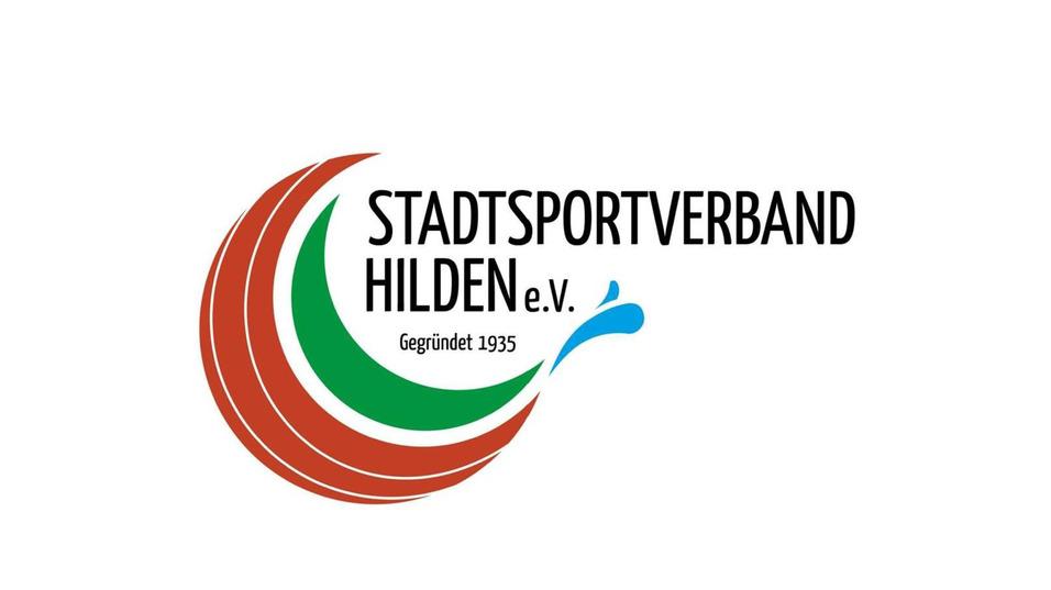 Logo des Stadtsportverbands Hilden e.V. mit grafischen Elementen in Rot, Gr&uuml;n und Blau, gegr&uuml;ndet 1935.