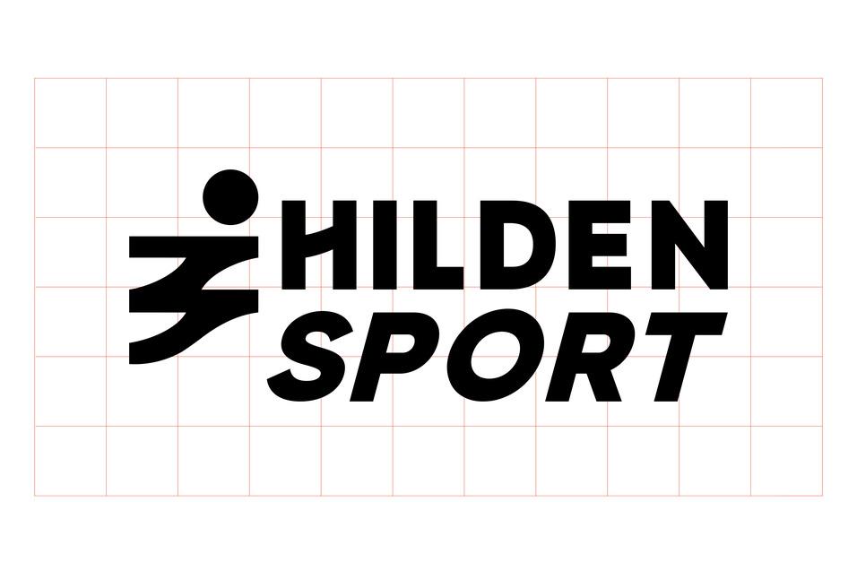 Logo von Hilden Sport, bestehend aus Schriftzug und stilisierter Sportfigur in Bewegung auf kariertem Hintergrund.