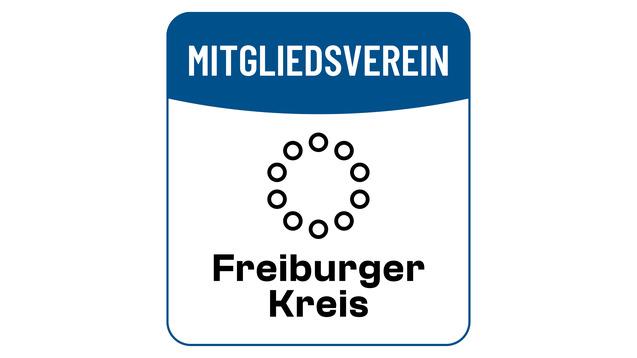 Logo des Freiburger Kreises mit dem Text „Mitgliedsverein“ und einer grafischen Darstellung von Kreisen.