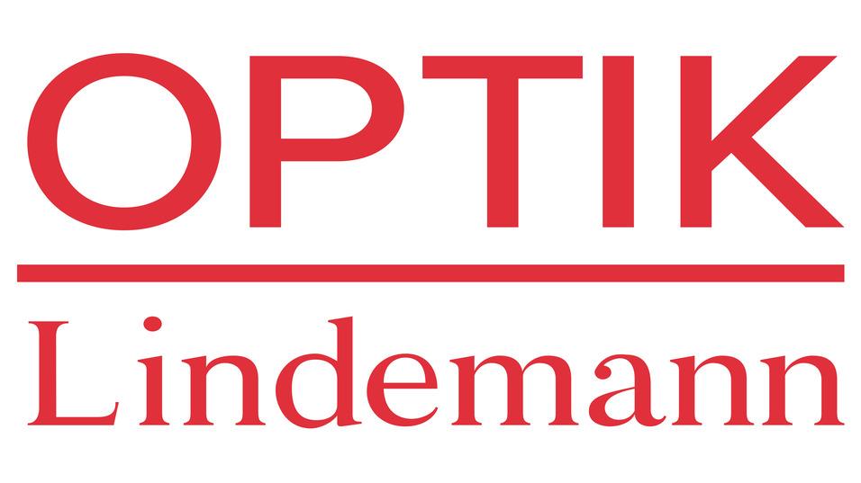 Logo von Optik Lindemann in roter Schrift auf wei&szlig;em Hintergrund.