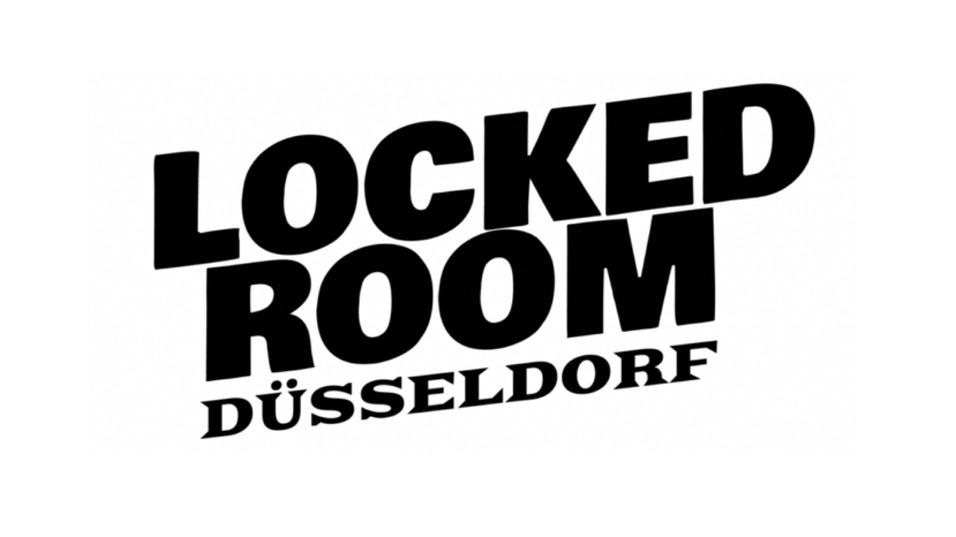 Logo von &bdquo;Locked Room D&uuml;sseldorf&ldquo; in schwarzer Schrift auf wei&szlig;em Hintergrund.
