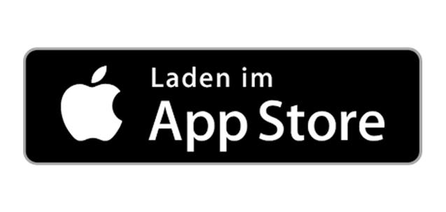 Schwarz-weißer Button mit Text „Laden im App Store“ und Apple-Logo.