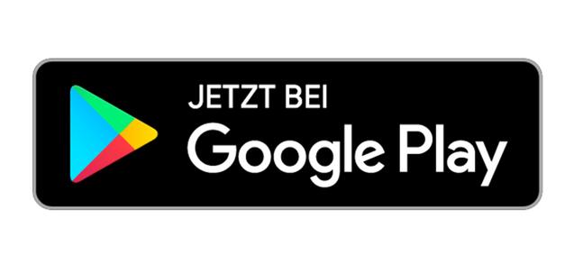 Schwarzer Button mit dem Text „Jetzt bei Google Play“ und dem Google Play-Logo in bunten Farben.